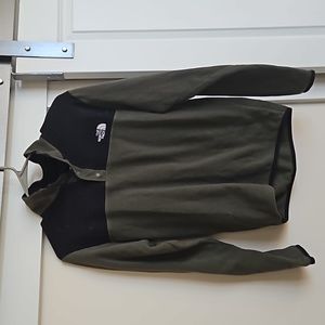 The North Face button pullover fleece olive green crewneck sweater